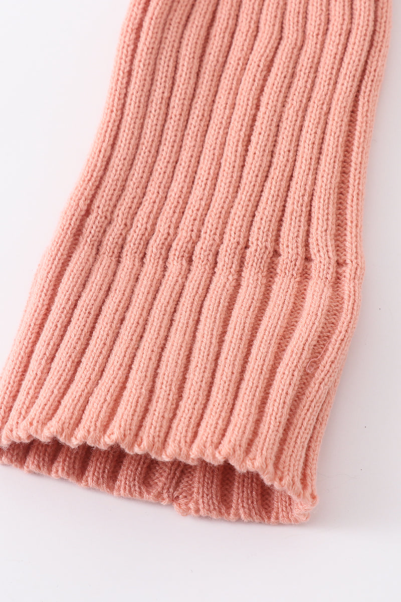 Coral Pink Rib Knit Pom-Pom Beanie Hats for Baby, Toddlers and Adults by Honey Bean