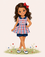 Americana Plaid Girls Shorts Set | Twocan