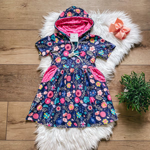 Bright Spring Floral Hooded Dress by Wellie Kate