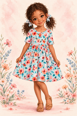 Coral Bloom Bamboo Twirl Dress | Landrie Lou