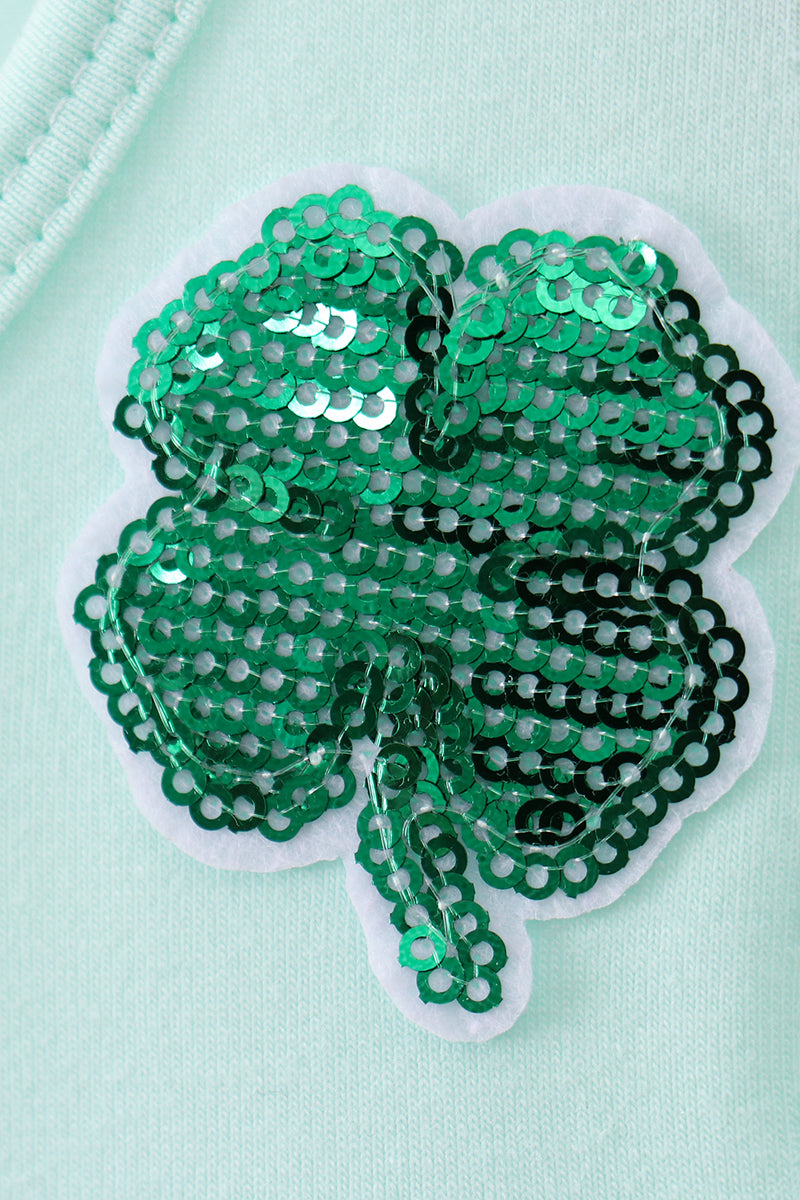 Lucky Clover Sequin Twirl Dress - Mint