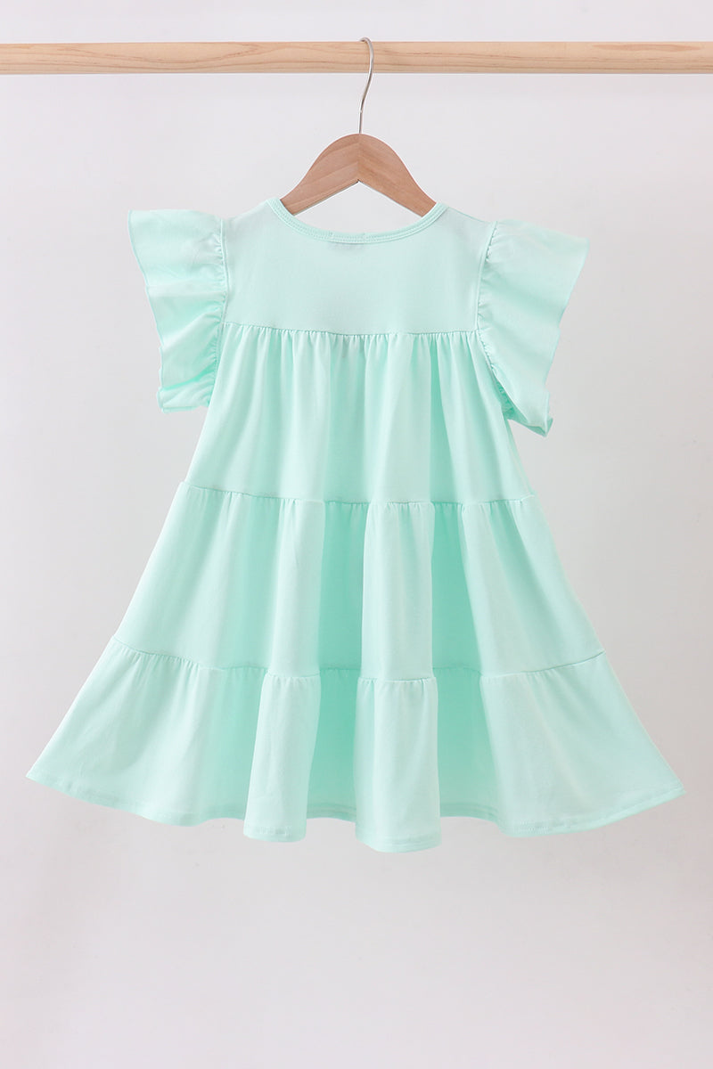 Lucky Clover Sequin Twirl Dress - Mint