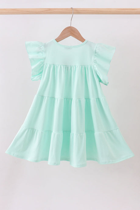 Lucky Clover Sequin Twirl Dress - Mint