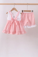 Pink Cross Jacquard Tunic Set
