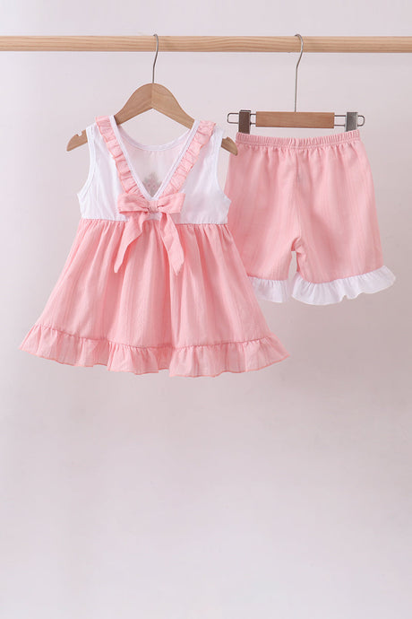 Pink Cross Jacquard Tunic Set