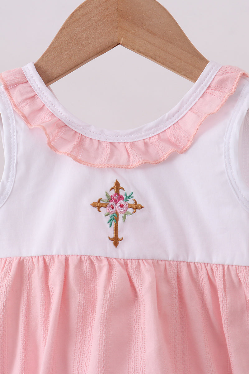 Pink Cross Jacquard Tunic Set