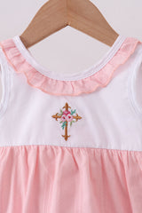 Pink Cross Jacquard Tunic Set