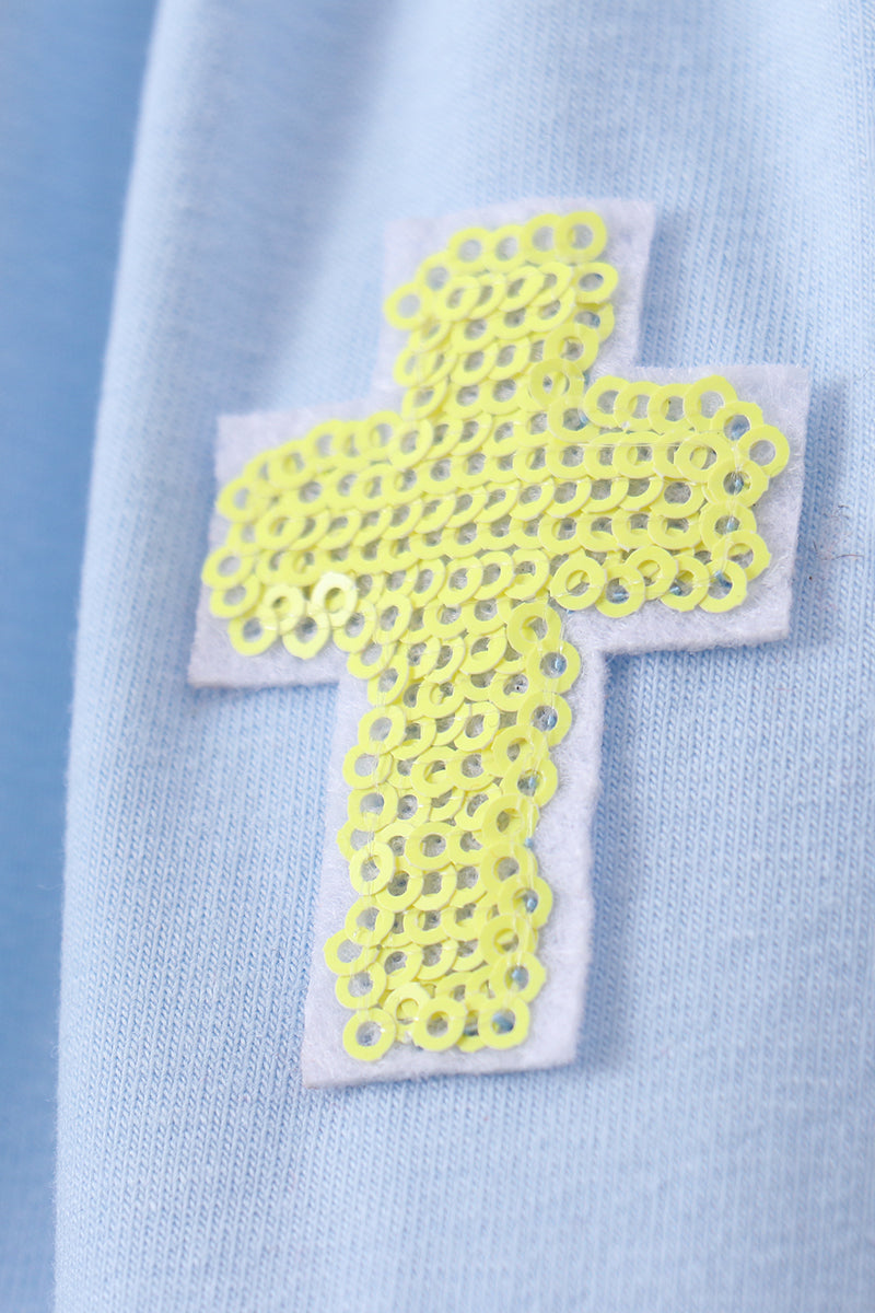Crosses Sequin Ruffle Twirl Dress - Blue