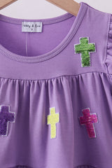 Crosses Sequin Ruffle Twirl Dress - Lavender