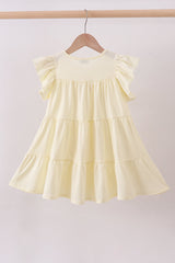 Crosses Sequin Ruffle Twirl Dress - Yellow