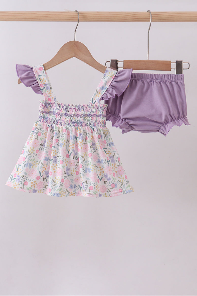 Petal Meadow Smocked Bloomers Set