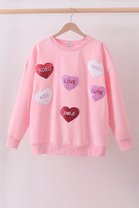 Love Hearts Matching Sweatshirt - Pink | Mommy & Me