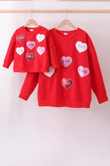 Love Hearts Matching Sweatshirt - Red | Mommy & Me