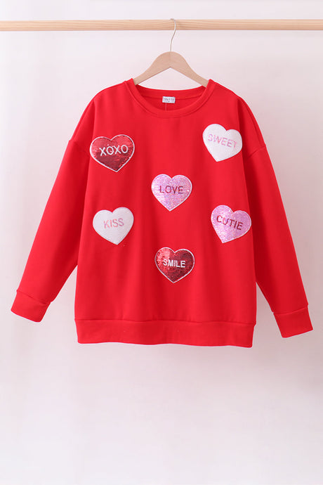 Love Hearts Matching Sweatshirt - Red | Mommy & Me