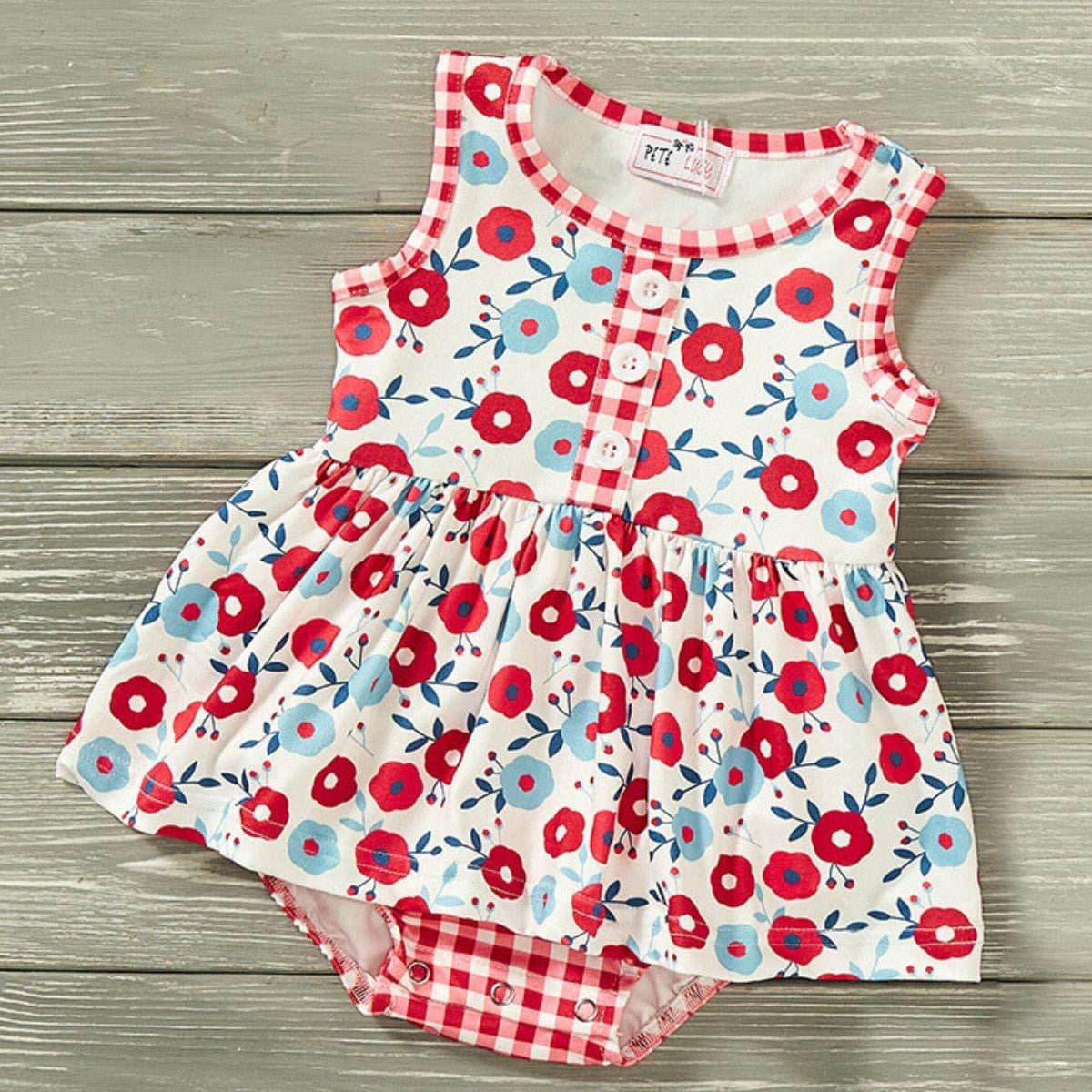 Pretty Patriotic Baby Romper by Pete and Lucy