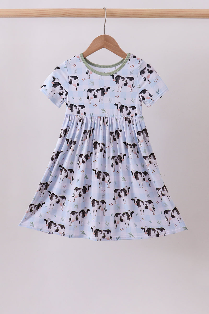 Gingham Cows Bamboo Dress