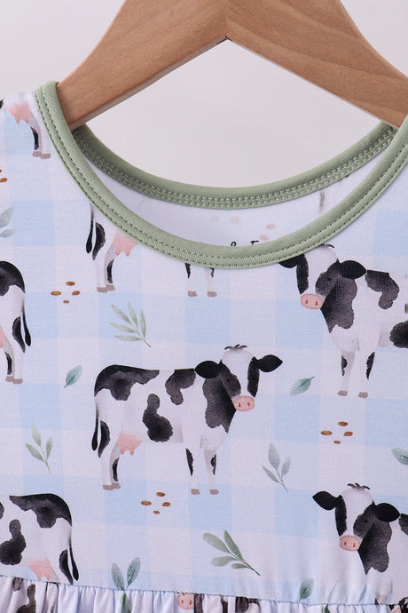 Gingham Cows Bamboo Dress