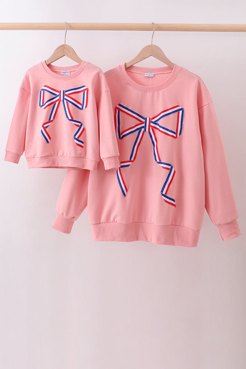 Ribbon Bow Sweatshirt – Peach | Mommy & Me