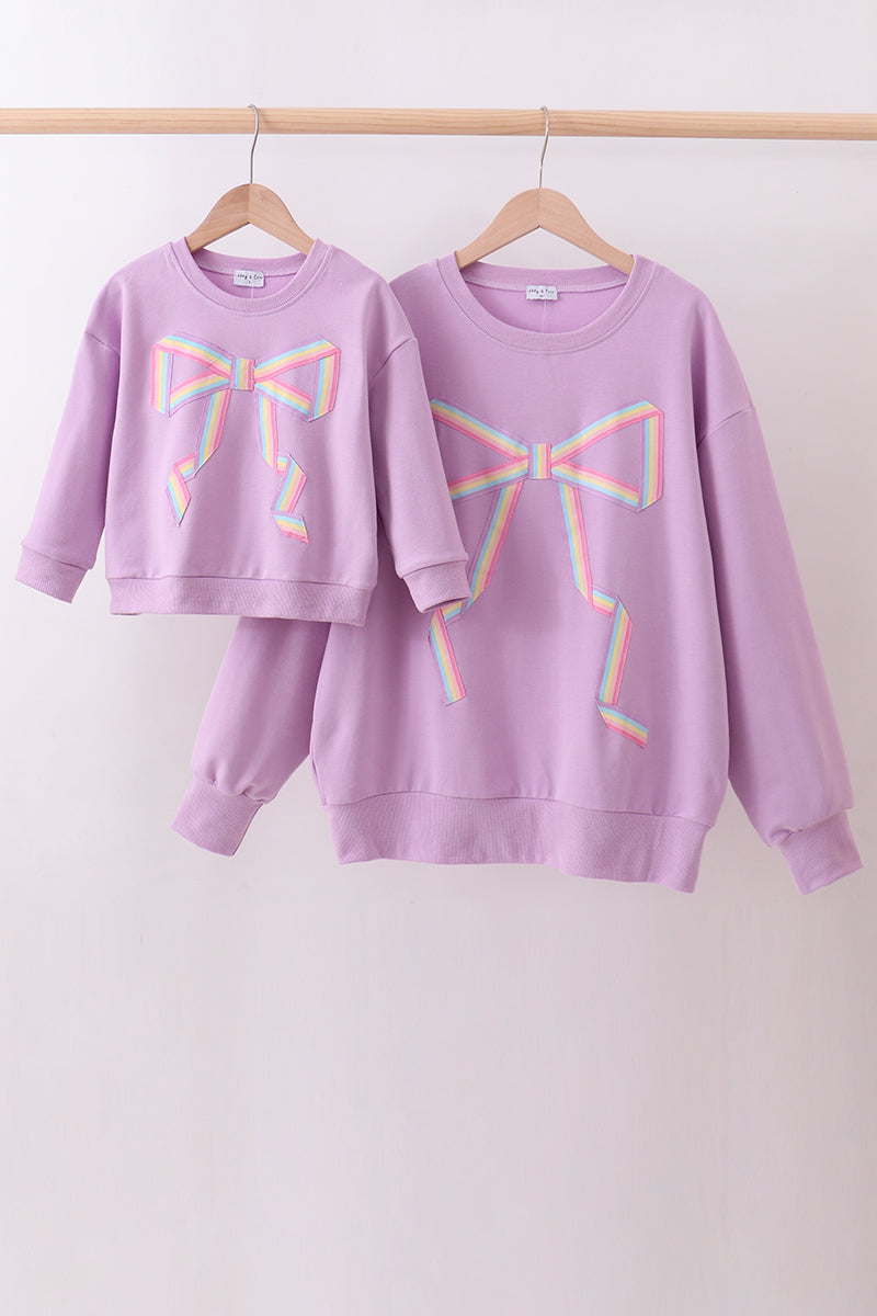 Ribbon Bow Sweatshirt – Lavender | Mommy & Me