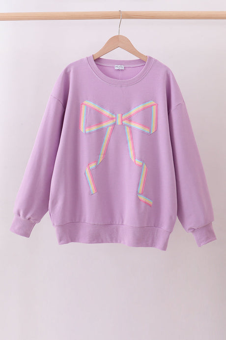 Ribbon Bow Sweatshirt – Lavender | Mommy & Me