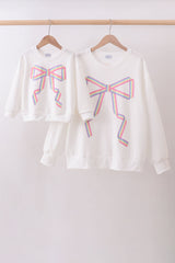Ribbon Bow Sweatshirt – White | Mommy & Me