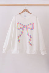 Ribbon Bow Sweatshirt – White | Mommy & Me
