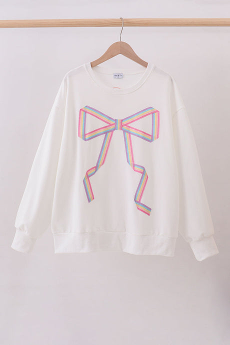 Ribbon Bow Sweatshirt – White | Mommy & Me