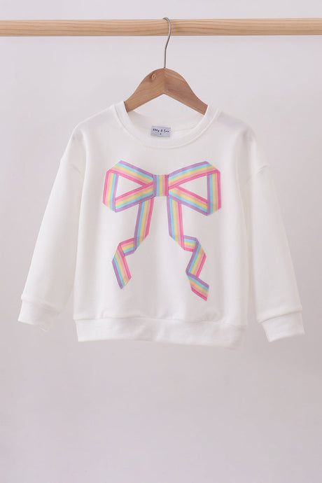 Ribbon Bow Sweatshirt – White | Mommy & Me