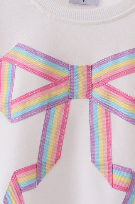 Ribbon Bow Sweatshirt – White | Mommy & Me
