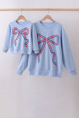 Ribbon Bow Sweatshirt – Blue | Mommy & Me