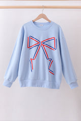 Ribbon Bow Sweatshirt – Blue | Mommy & Me