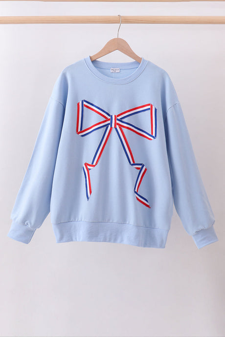 Ribbon Bow Sweatshirt – Blue | Mommy & Me
