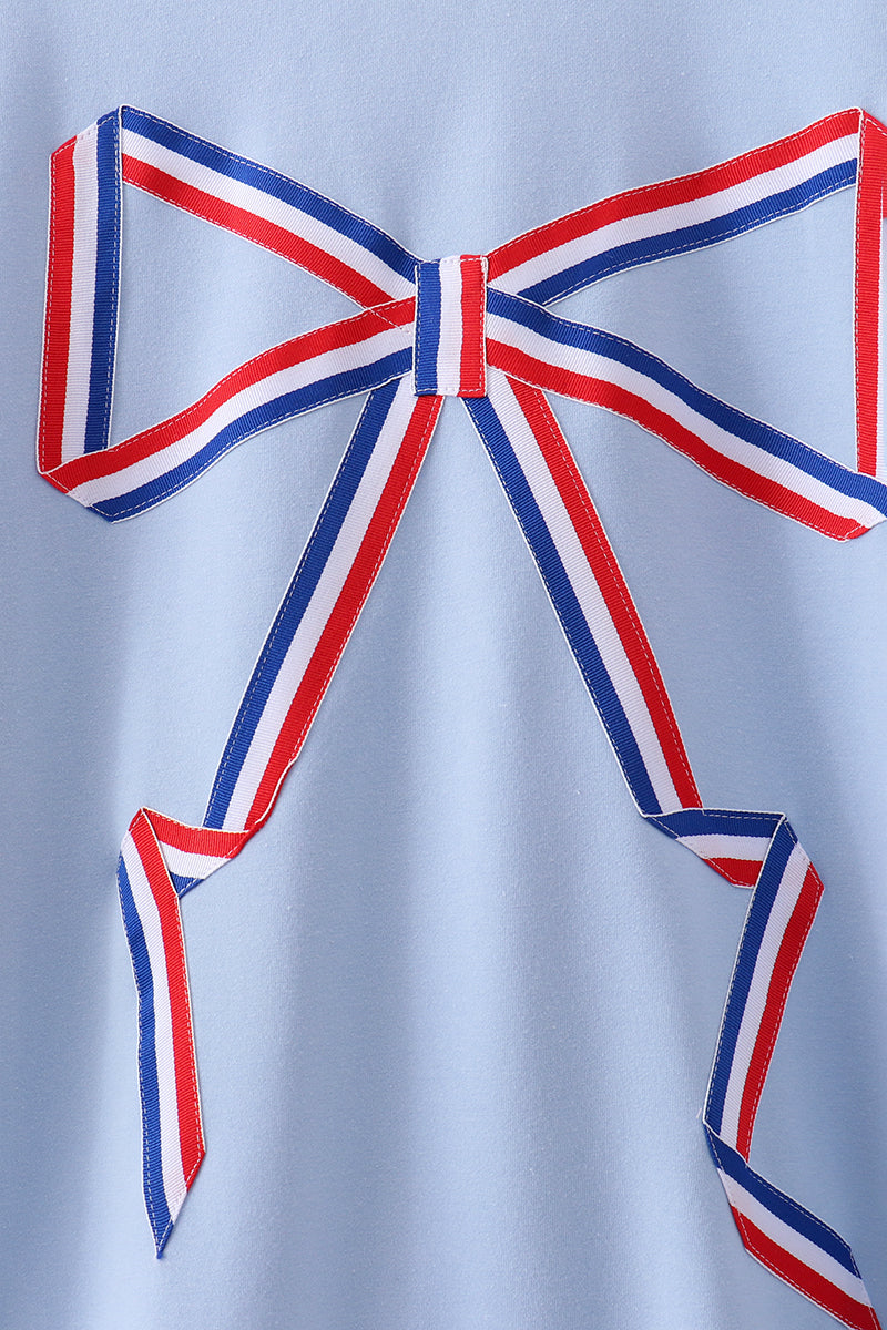 Ribbon Bow Sweatshirt – Blue | Mommy & Me