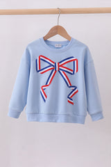 Ribbon Bow Sweatshirt – Blue | Mommy & Me