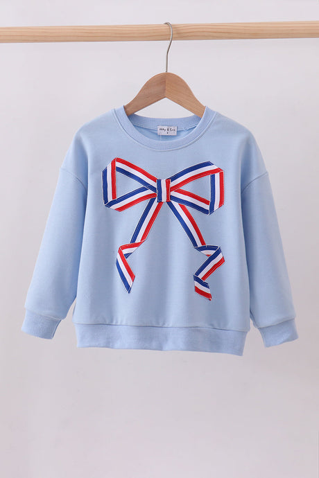 Ribbon Bow Sweatshirt – Blue | Mommy & Me