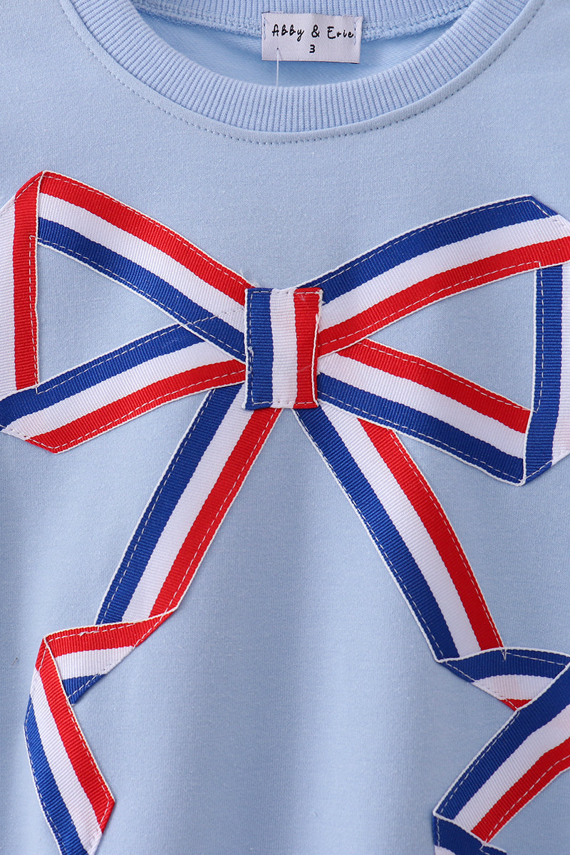 Ribbon Bow Sweatshirt – Blue | Mommy & Me