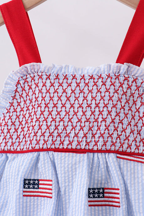 Liberty Lane Seersucker Smocked Dress