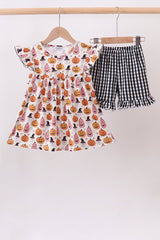 Pumpkin Parade Ruffle Shorts Set