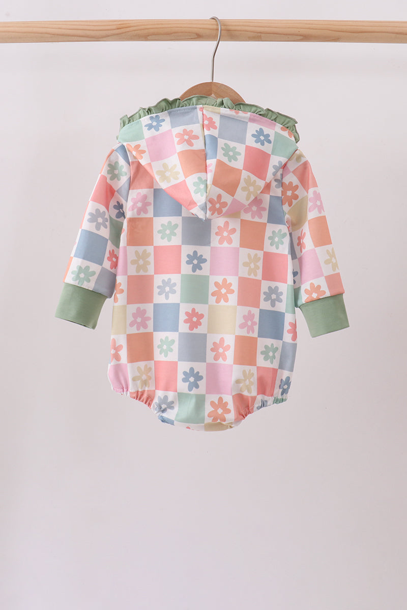Pastel Daisy Check Hooded Bubble