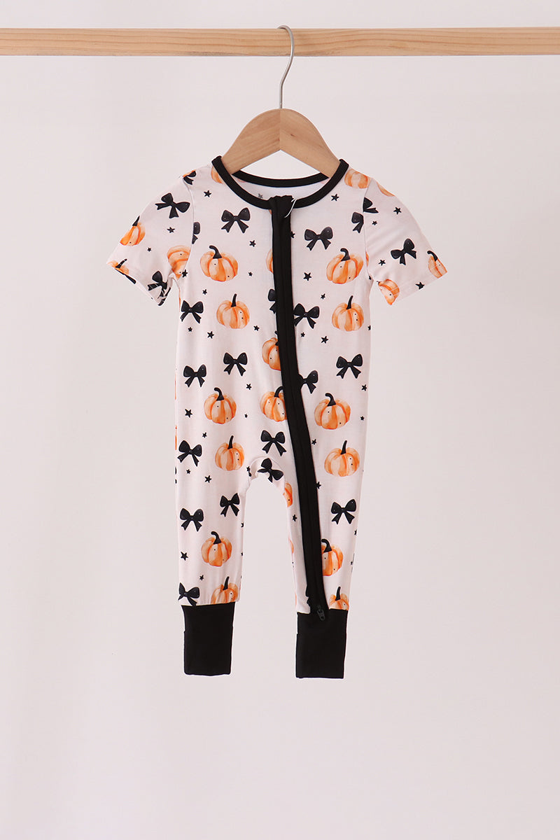 Pumpkins & Bows Bamboo Zippy Romper