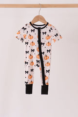 Pumpkins & Bows Bamboo Zippy Romper