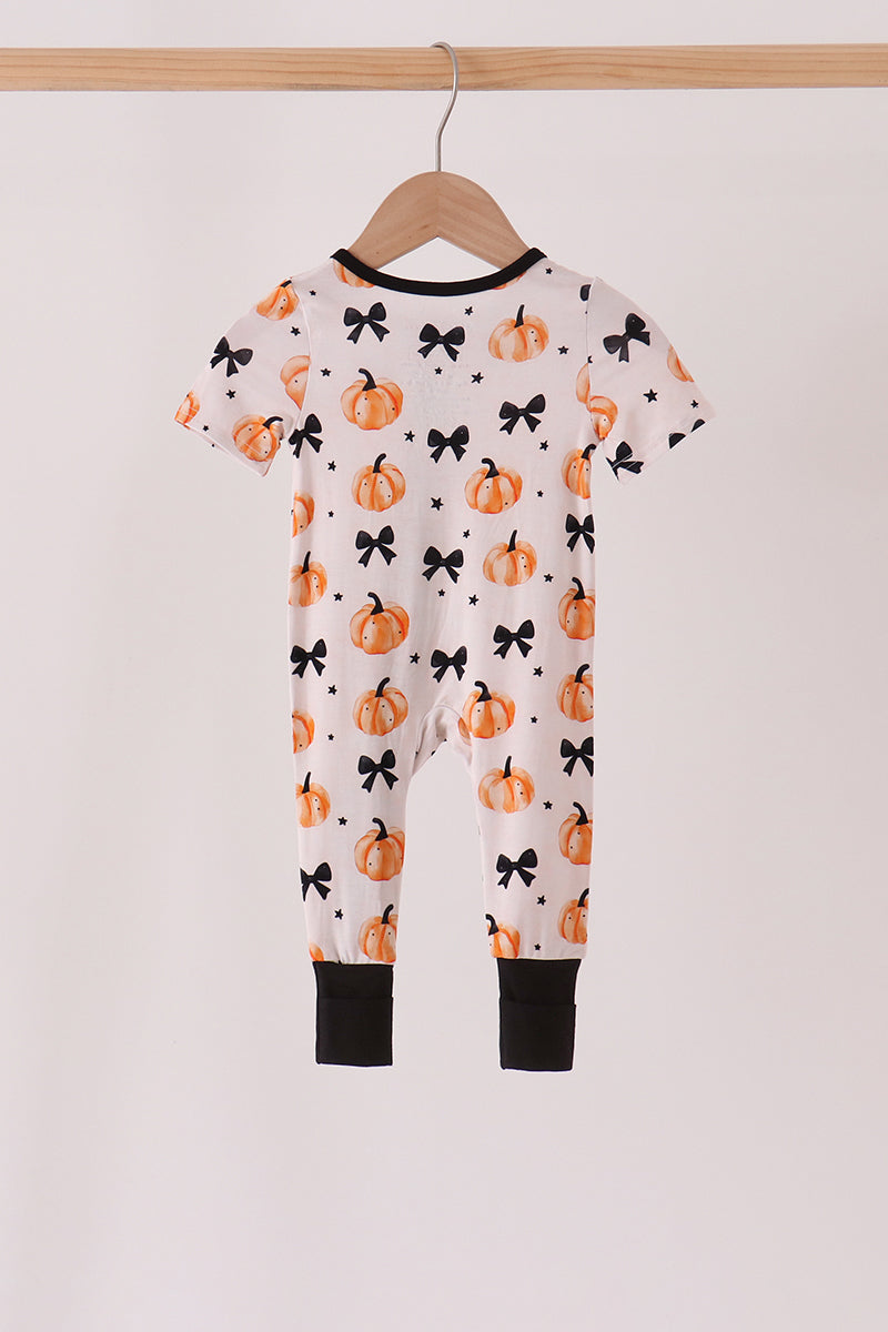 Pumpkins & Bows Bamboo Zippy Romper