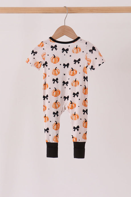 Pumpkins & Bows Bamboo Zippy Romper