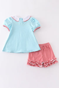 Patriotic Pizzazz Embroidered Ruffle Shorts Set by Abby & Evie
