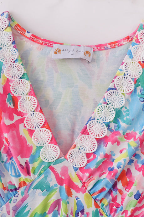 Vibrant Floral Lacy Mom’s Dress