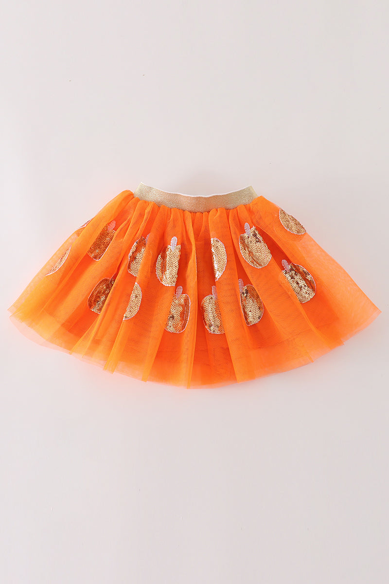 Orange Pumpkin Sequin Tutu Skirt by Abby & Evie