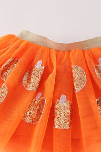 Orange Pumpkin Sequin Tutu Skirt by Abby & Evie