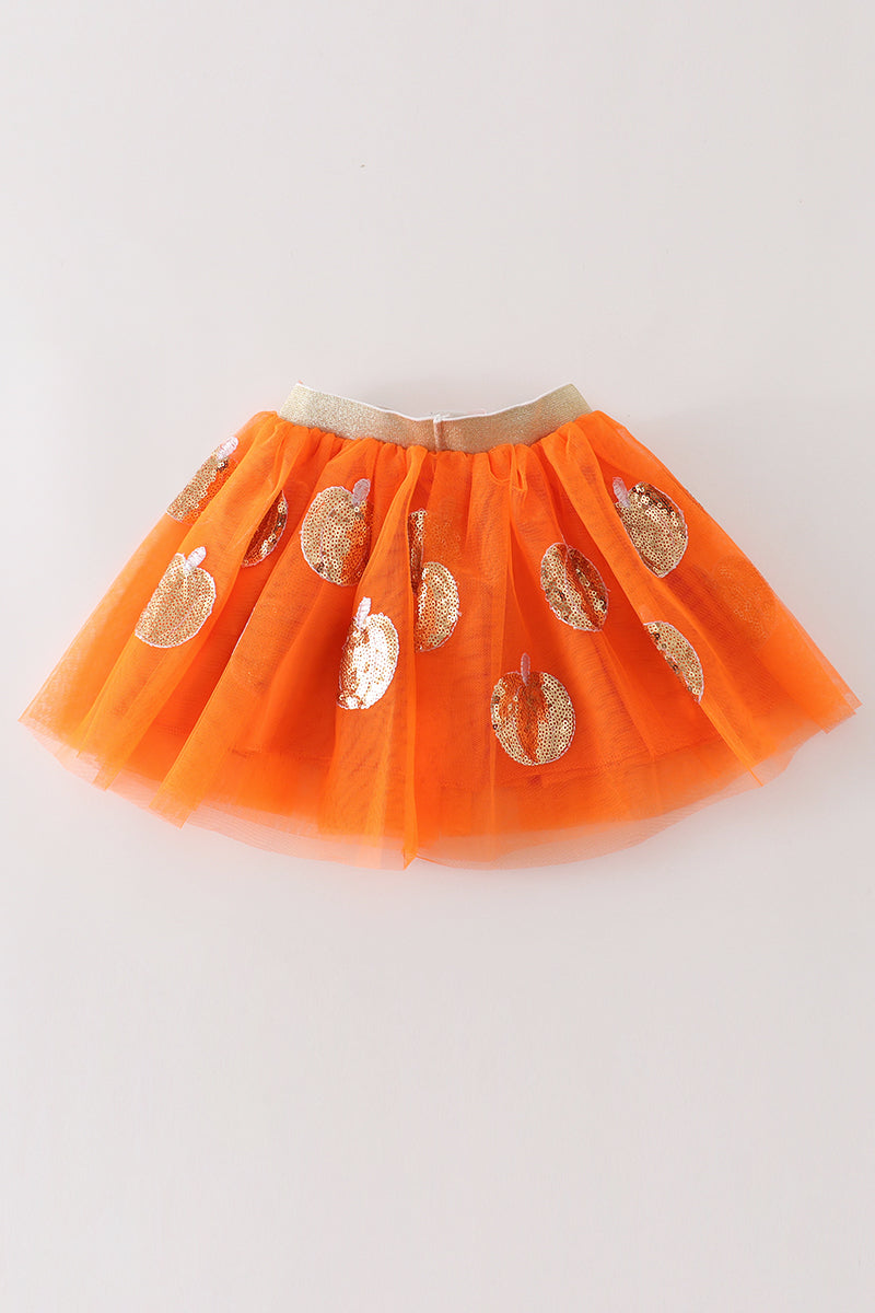 Orange Pumpkin Sequin Tutu Skirt by Abby & Evie