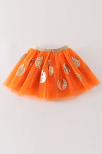 Orange Pumpkin Sequin Tutu Skirt by Abby & Evie