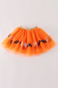 Orange Halloween Sequin Tutu Skirt by Abby & Evie